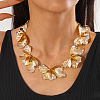 Alloy Flower Petaline Link Chain Necklaces for Women FS-WG970E6-01-2