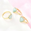 Natural Amazonite Finger Rings with Brass Findings G-H353-03G-03-1