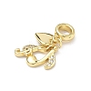 Brass Micro Pave Clear Cubic Zirconia European Dangle Charms KK-P345-50G-2