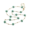 Glass Flower Link Chain Necklaces NJEW-H041-04G-02-1