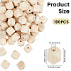 100Pcs Unfinished Wood Faceted Cube Beads WOOD-PA0001-75B-2