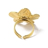 304 Stainless Steel Flower Open Cuff Ring for Women RJEW-C091-02G-3