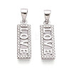 925 Sterling Silver Micro Pave Clear Cubic Zirconia Heart Hamsa Hand Pendants STER-N016-101P-1