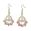 Paw Print Imitation Pearl & Glass Seed Beads Dangle Earrings EJEW-MZ00386-01-2