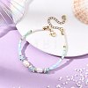 Natural Cultured Freshwater Pearl & Dyed Freshwater Shell & Larimar Chip Beaded Bracelets for Women BJEW-JB13950-2