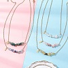 Natural Mixed Gemstone Chip and Round Beaded Pendant 304 Stainless Steel Cable Chain Necklaces for Women NJEW-JN05741-1