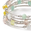 Glass Beads Five Loops Wrap Bracelets BJEW-JB09056-04-4