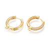 Brass Micro Pave Clear Cubic Zirconia Hoop Earring Findings KK-N276-20G-2