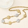 Two Tone 304 Stainless Steel Flower Link Chain Necklaces for Women NJEW-A074-06GP-1