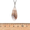 Natural Amethyst Lace Agate Teardrop Pendant 304 Stainless Steel Cable Chain Necklaces NJEW-JN06322-02-3