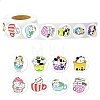 Round Paper Cat in Cup Cartoon Sticker Rolls PW-WG36611-01-1