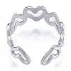 Non-Tarnish 304 Stainless Steel Hollow Heart Cuff Rings RJEW-N038-124P-3