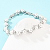 Platinum Tone Brass Micro Pave Cubic Zirconia & Plastic Pearl Tennis Bracelets BJEW-B160-16P-3