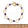Natural Amethyst & Brass Open Jump Rings Link Bracelets for Women BJEW-JB14116-01-3