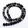 Natural Black Silk Stone/Netstone Beads Strands G-I199-11-12mm-2