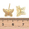 Brass Micro Pave Clear Cubic Zirconia Stud Earrings EJEW-F400-02D-G-3