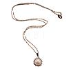Flower Brass Micro Pave Clear Cubic Zirconia with Natural Freshwater Pearl Pendant Necklace & Stud Earrings & Finger Ring WG8FE37-01-4