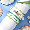 5Pcs 4 Styles Glass Seed Beaded Bracelet Set & 1 Pcs Shell Beads Bracelets BJEW-TA00587-02-3