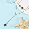 Natural Paua Shell Geometric Y Pendant Brass Double Layered Necklaces NJEW-JN06532-02-1