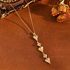 Brass Pave Clear Cubic Zirconia Heart Tassel Long Pendant 304 Stainless Steel Cable Chain Necklaces for Women WGA7C59-07-1
