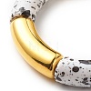 Two Tone Acrylic Curved Tube Beaded Stretch Bracelet for Women BJEW-JB08441-7