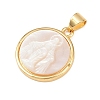 Natural White Shell Flat Round Pendants KK-F919-42C-G01-2