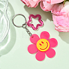 Sunflower with Smiling Face & Star Transparent Acrylic Keychains KEYC-YW00229-07-1