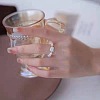 1Pc Cat Shape Glass Beaded Beads Finger Rings WG1374D-02-1