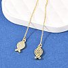 Fish Brass Micro Pave Clear Cubic Zirconia Ear Thread EJEW-H182-12G-2