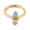 Double Pointed Hexagonal Prism Natural Mixed Stone Adjustable Rings for Women RJEW-G327-01G-3