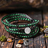 Adjustable Alloy Tree of Life Synthetic Malachite Round Beaded Wrap Bracelets for Women WGFA9D3-01-3