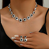 Flat Round Rhinestone Pendant Necklaces & Stud Dangle Earrings Sets WG2D6BD-02-2