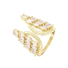 Brass Micro Pave Clear Cubic Zirconia Cuff Rings for Women RJEW-A062-02G-2