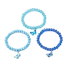 Electroplated Faceted Rondelle Glass Beaded Stretch Bracelet Sets BJEW-JB10482-4