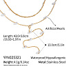 Elegant 304 Stainless Steel Y-Shape White Round Imitation Pearl Tassel Double Layer Necklaces for Women OT4111-6-1