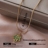 Vintage 304 Stainless Steel Enamel Pendant Necklaces for Women QF9765-3-1