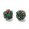 Christmas Theme Polymer Clay Rhinestone Beads with Resin RESI-Z045-01B-1