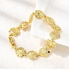 Summer Beach Brass Micro Pave Clear Cubic Zirconia Shell Shape Link Chain Bracelets BJEW-C118-02B-G-4