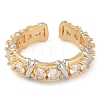 Letter X Brass Micro Pave Clear Cubic Zirconia Open Cuff Ring for Women RJEW-Q819-08G-2