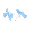 Spray Painted Alloy Stud Earring Findings PALLOY-S139-010-RS-3