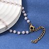 304 Stainless Steel with Glass Faceted Rondelle Bead Handmade Link Chain Birth Stone Necklaces for Women NJEW-G195-01G-04-2