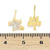 Brass Micro Pave Clear Cubic Zirconia Stud Earring Findings KK-Z099-02G-04-4