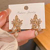 Brass Clear Cubic Zirconia Dangle Stud Earrings FS-WGF4301-01-1