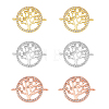 6Pcs 3 Colors Brass Clear Micro Pave Cubic Zirconia Links ZIRC-HY0001-04-1