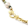 Natural Topaz Jade & Tourmaline Chips & Pearl Beaded Necklace NJEW-G099-03G-3