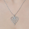 201 Stainless Steel Hollow Heart Pendant Necklace NJEW-OY002-17-1