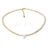 Natural White Shell Letter Faceted Glass Beaded Necklaces with 304 Stainless Steel End Chains SS7282-5-1