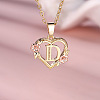 Brass Rose Flower Heart with Letter Pendant Necklaces FS-WGF6950-04-1