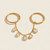 304 Stainless Steel Pave Cubic Zirconia Double Finger Rings VP4247-1