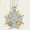 Duo Tone Brass Micro Pave Clear Cubic Zirconia Pendant Necklaces for Women WGA87B1-02-1